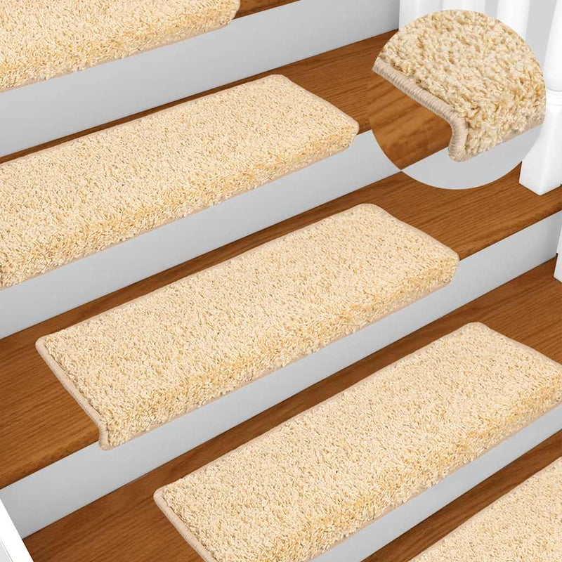Afbeelding laden in galerijviewer, Vidaxl trapmatten 10 st 65x21x4 cm crème met rechthoekige rand
