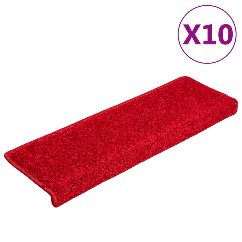 Afbeelding laden in galerijviewer, Vidaxl trapmatten 10 st 65x21x4 cm rood rechthoekige rand

