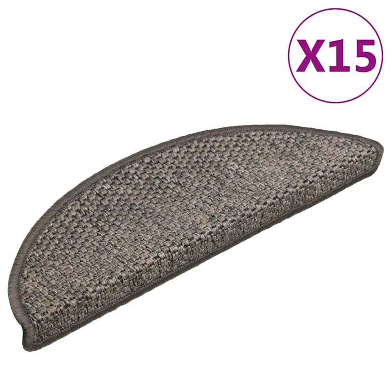 Afbeelding laden in galerijviewer, Vidaxl trapmatten zelfklevend 15 st sisal-look 56x17x3 cm grijs-beige
