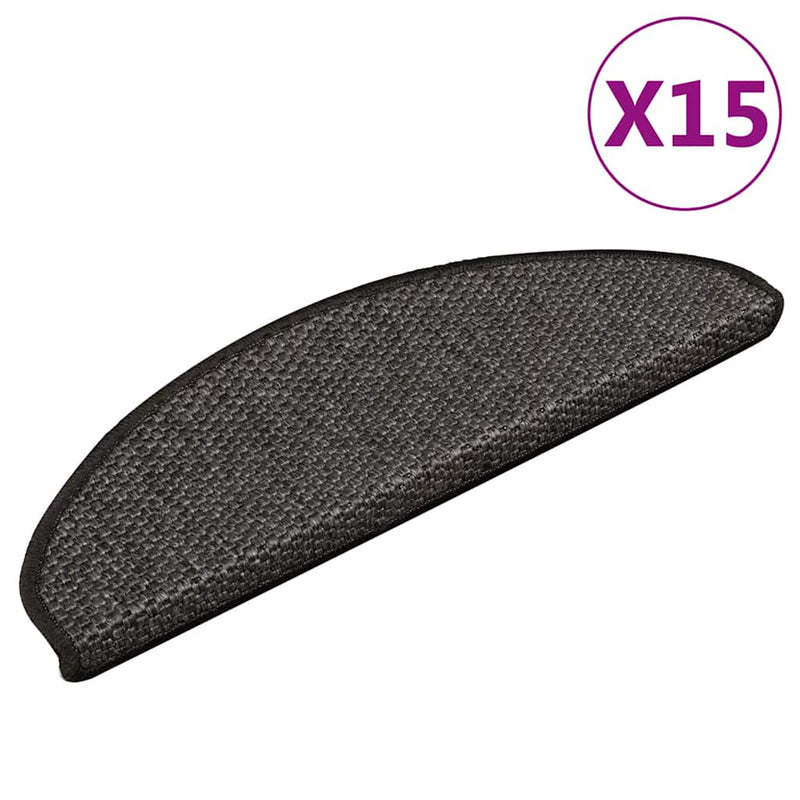 Afbeelding laden in galerijviewer, Vidaxl trapmatten zelfklevend 15st sisal-look 65x21x4cm antracietkleur
