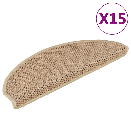 Vidaxl trapmatten zelfklevend 15 st sisal-look 65x21x4 cm zandkleurig
