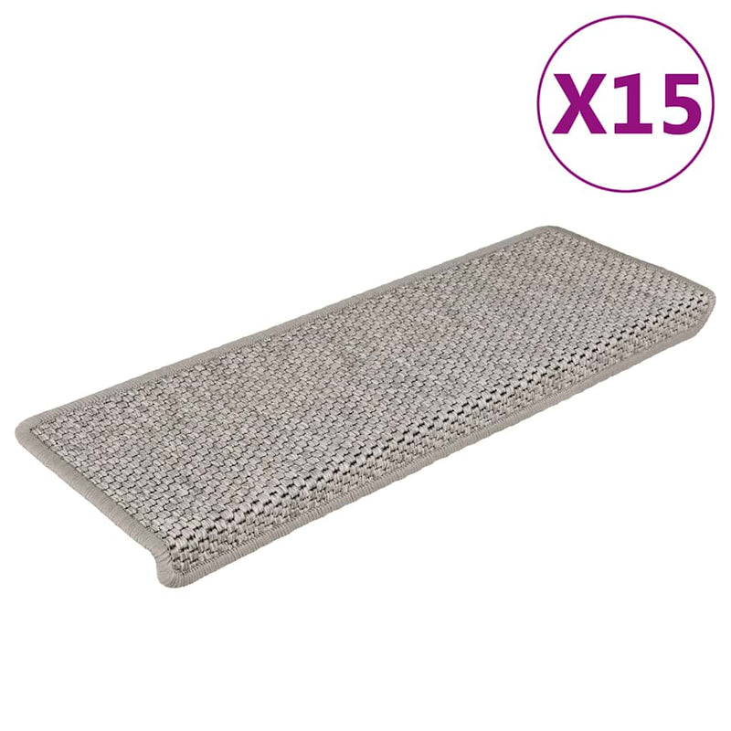 Afbeelding laden in galerijviewer, Vidaxl trapmatten zelfklevend 15 st sisal-look 65x21x4cm zilverkleurig
