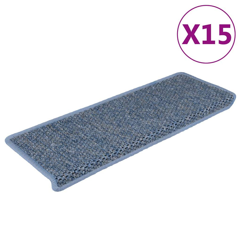 Afbeelding laden in galerijviewer, Vidaxl trapmatten zelfklevend 15 st sisal-look 65x21x4 cm blauw
