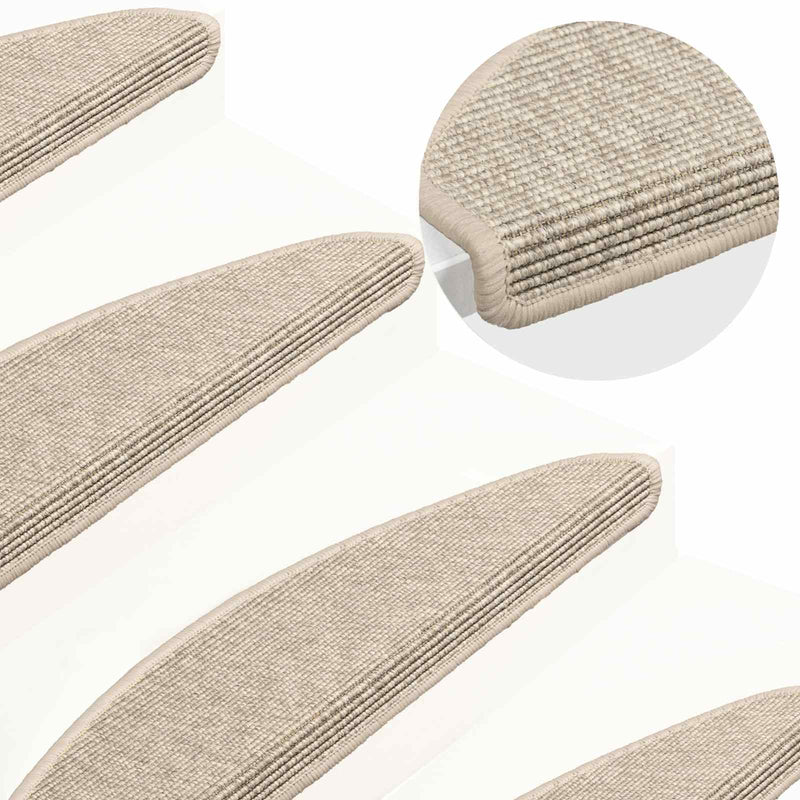 Afbeelding laden in galerijviewer, Vidaxl trapmatten 15 st 65x21x4 cm lichtbeige halfrond groot

