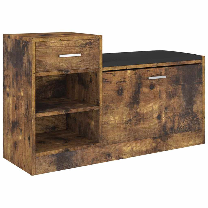 Afbeelding laden in galerijviewer, Vidaxl schoenenbank 94,5x31x57 cm bewerkt hout gerookt eikenkleurig
