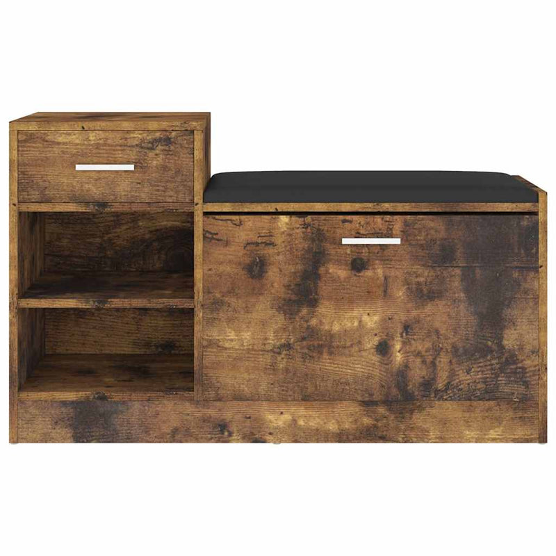 Afbeelding laden in galerijviewer, Vidaxl schoenenbank 94,5x31x57 cm bewerkt hout gerookt eikenkleurig
