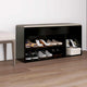 Vidaxl schoenenbank met kussen 104x30x49 cm bewerkt hout zwart