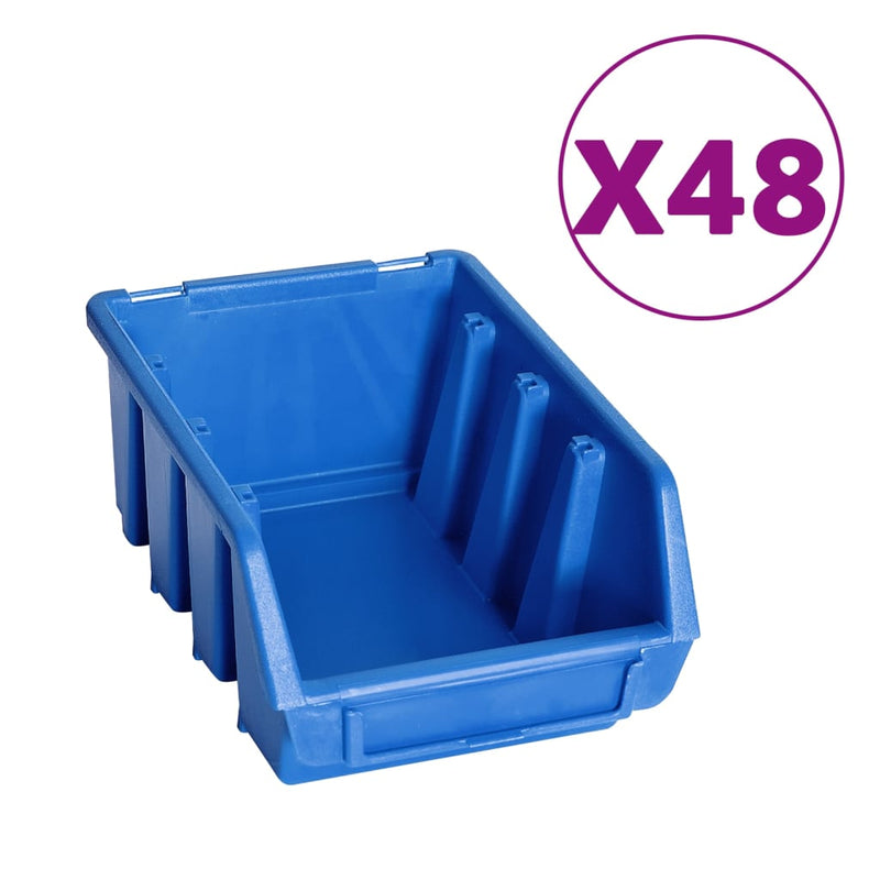 Afbeelding laden in galerijviewer, Vidaxl 128-delige opslagbakkenset met wandpanelen blauw en zwart
