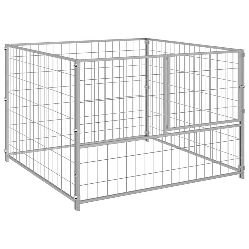 Afbeelding laden in galerijviewer, Vidaxl hondenkennel 100x100x70 cm staal zilverkleurig
