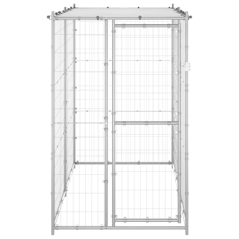Afbeelding laden in galerijviewer, Vidaxl hondenkennel buiten met dak 110x220x180 cm gegalvaniseerd staal
