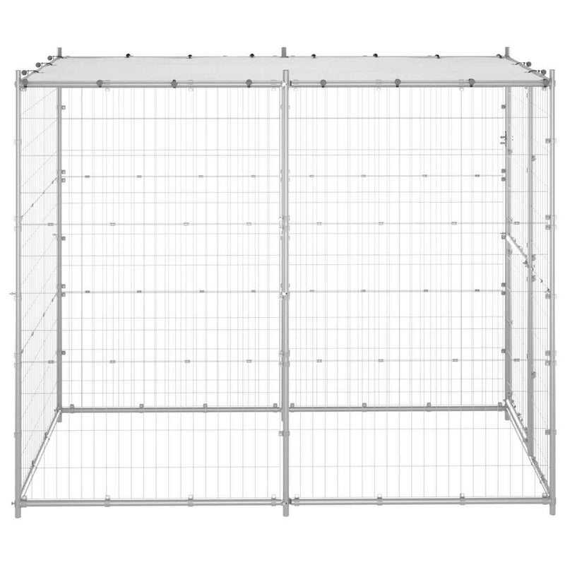 Afbeelding laden in galerijviewer, Vidaxl hondenkennel buiten met dak 110x220x180 cm gegalvaniseerd staal
