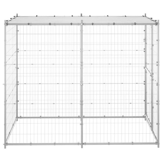 Vidaxl hondenkennel buiten met dak 110x220x180 cm gegalvaniseerd staal