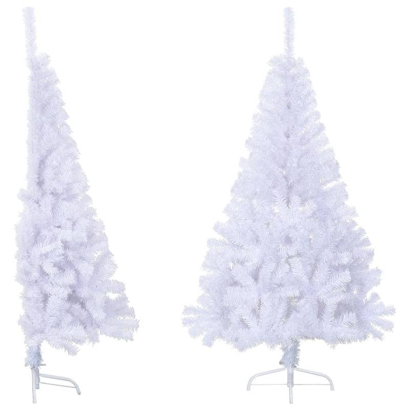 Afbeelding laden in galerijviewer, VidaXL Kunstkerstboom met standaard half 120 cm PVC wit
