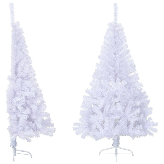 VidaXL Kunstkerstboom met standaard half 120 cm PVC wit