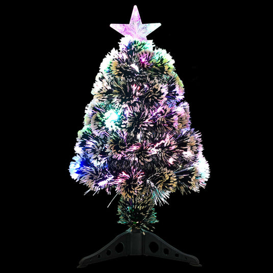 Vidaxl kerstboom met led 64 cm glasvezel groen en wit