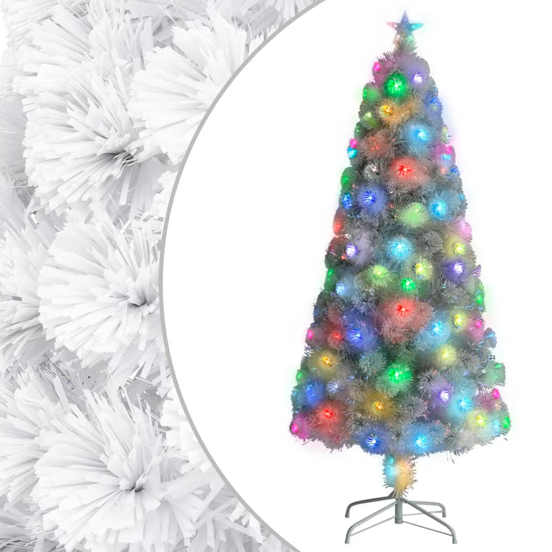 Afbeelding laden in galerijviewer, Vidaxl kunstkerstboom met verlichting 150 cm glasvezel wit
