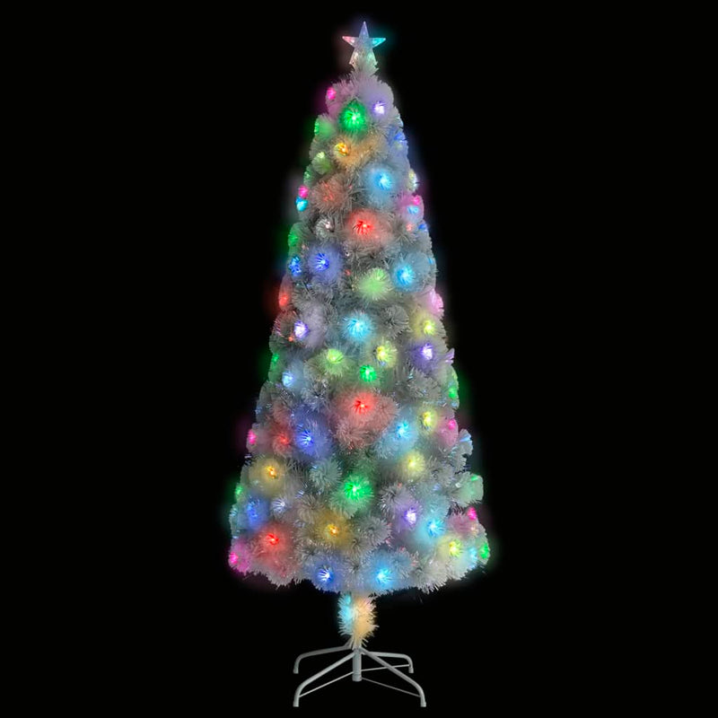Afbeelding laden in galerijviewer, Vidaxl kunstkerstboom met verlichting 210 cm glasvezel wit
