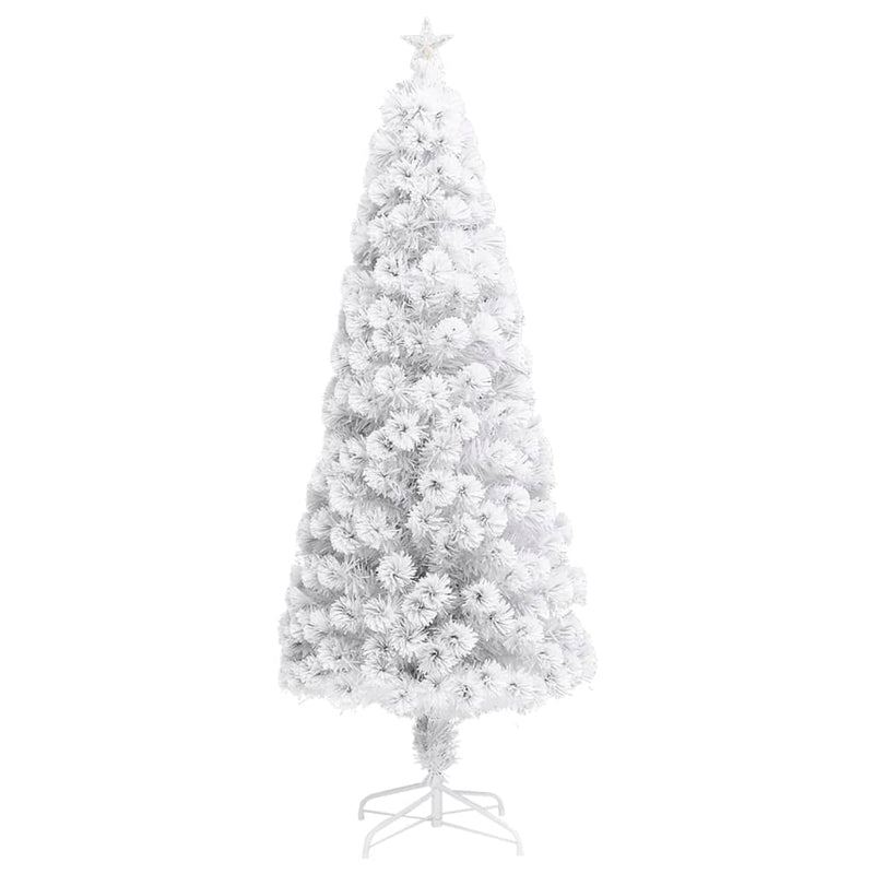 Afbeelding laden in galerijviewer, Vidaxl kunstkerstboom met verlichting 210 cm glasvezel wit
