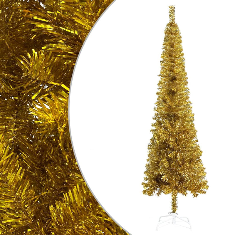 Afbeelding laden in galerijviewer, VidaXL Kerstboom smal 210 cm goudkleurig
