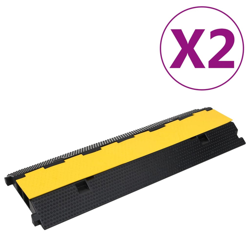 Afbeelding laden in galerijviewer, Vidaxl kabelbeschermers drempel met 2 tunnels 2 st 100 cm rubber
