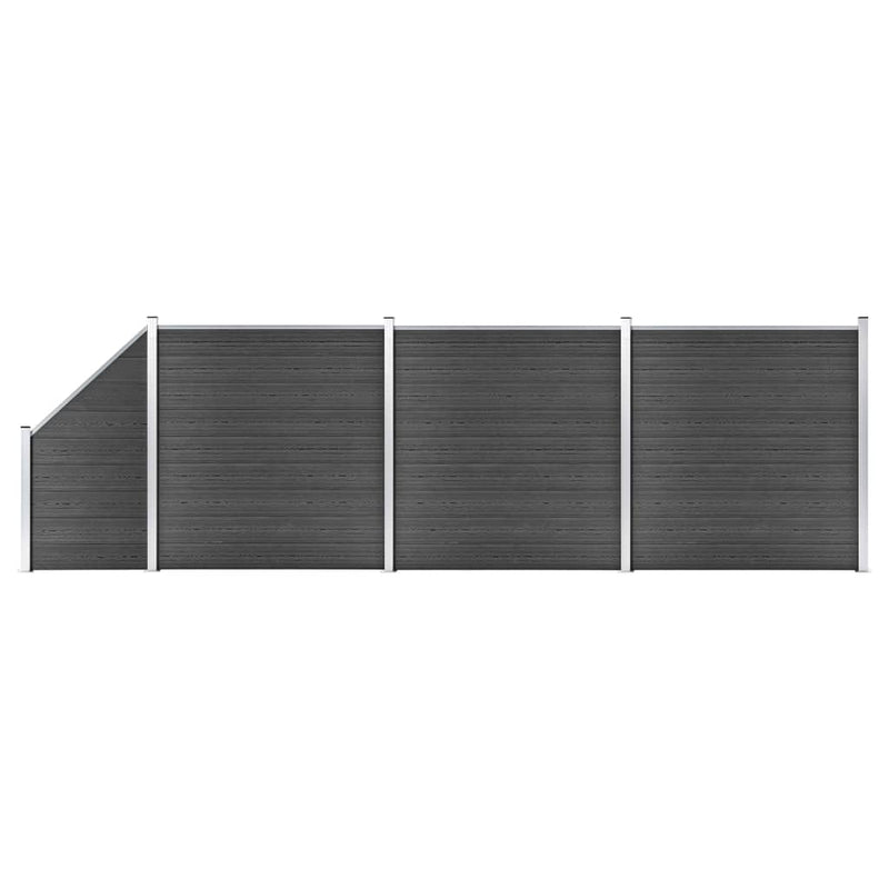 Afbeelding laden in galerijviewer, VidaXL Schuttingpanelenset 619x(105-186) cm HKC zwart
