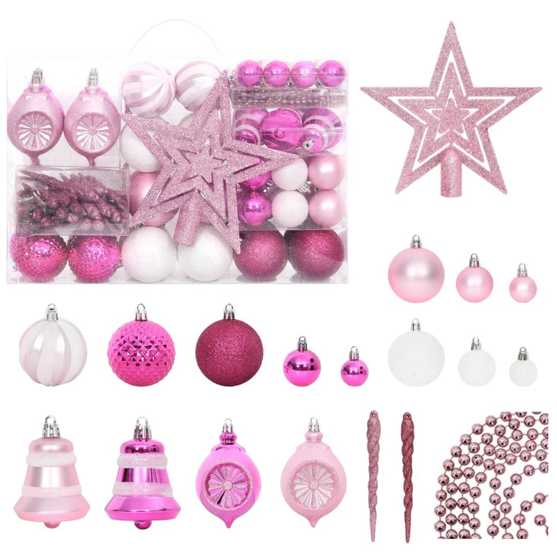 Afbeelding laden in galerijviewer, VidaXL 108-delige Kerstballenset wit en roze
