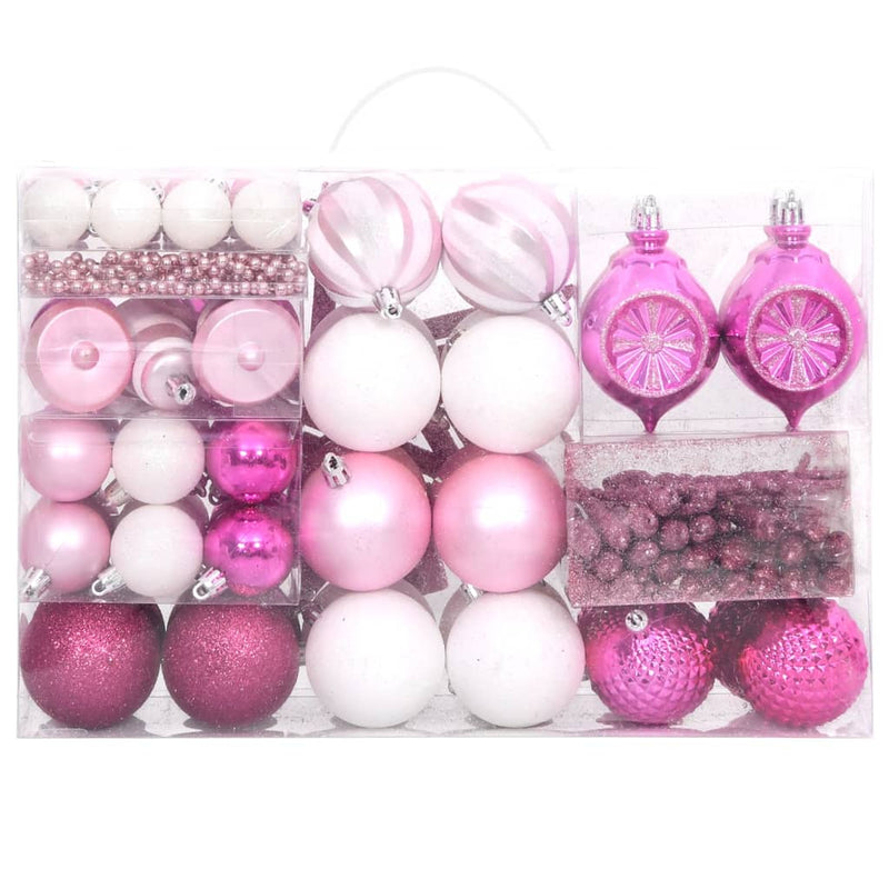 Afbeelding laden in galerijviewer, VidaXL 108-delige Kerstballenset wit en roze
