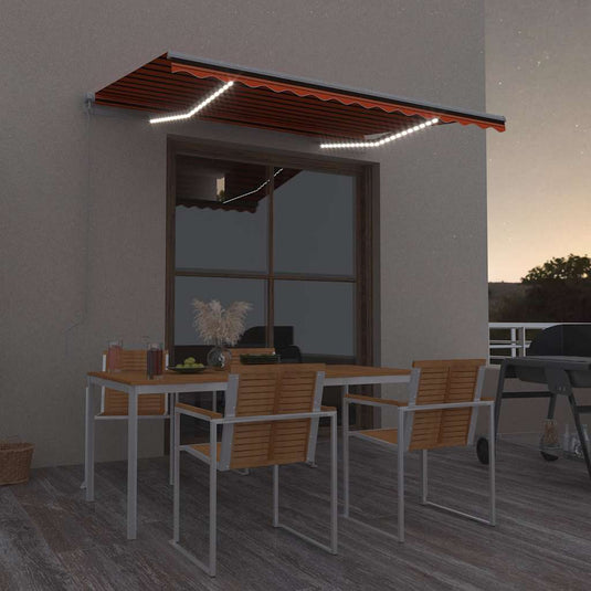 Vidaxl luifel handmatig uittrekbaar met led 300x250 cm oranje en bruin