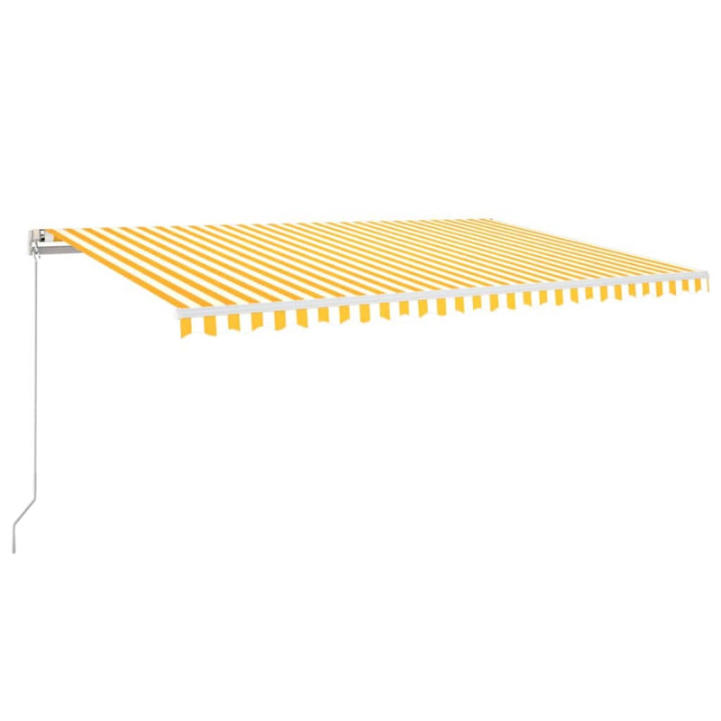Afbeelding laden in galerijviewer, VidaXL Luifel automatisch met LED en windsensor 500x300 cm geel en wit
