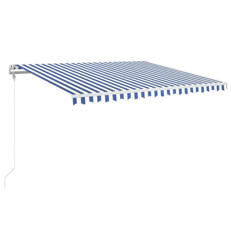 Afbeelding laden in galerijviewer, VidaXL Luifel automatisch uittrekbaar 400x350 cm blauw en wit
