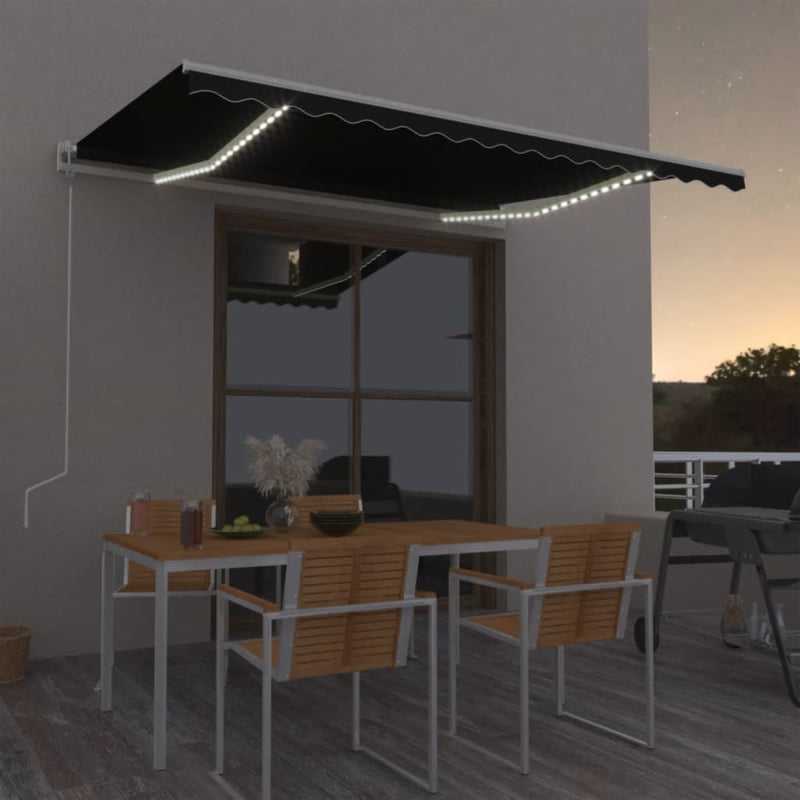 Afbeelding laden in galerijviewer, VidaXL Luifel automatisch met LED en windsensor 450x350 cm antraciet
