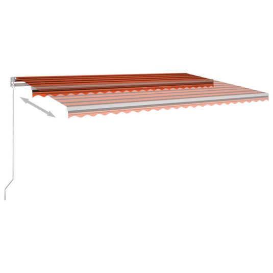VidaXL Luifel handmatig uittrekbaar met LED 500x350 cm oranje en bruin