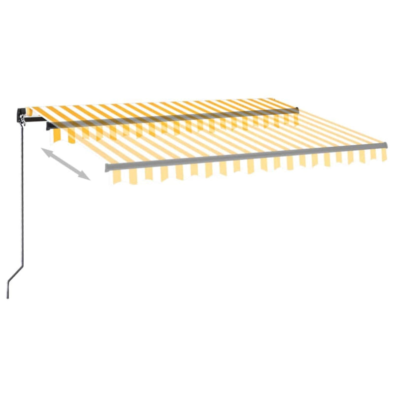 Afbeelding laden in galerijviewer, VidaXL Luifel handmatig uittrekbaar 350x250 cm geel en wit
