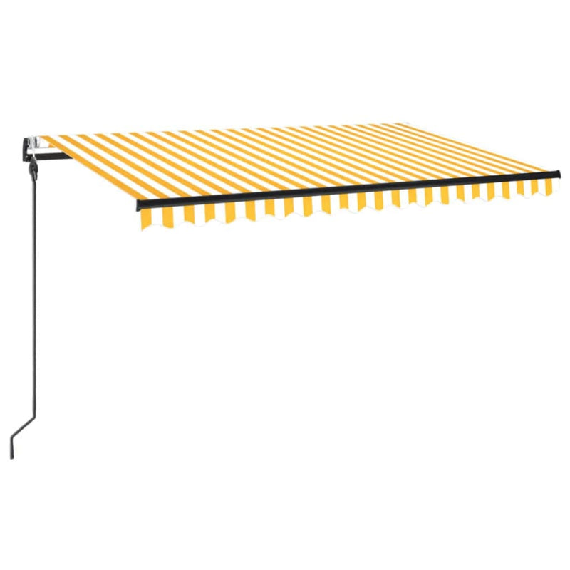 Afbeelding laden in galerijviewer, VidaXL Luifel automatisch met LED en windsensor 450x300 cm geel en wit
