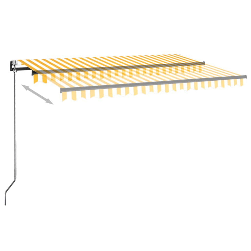 Afbeelding laden in galerijviewer, VidaXL Luifel automatisch met LED en windsensor 450x300 cm geel en wit
