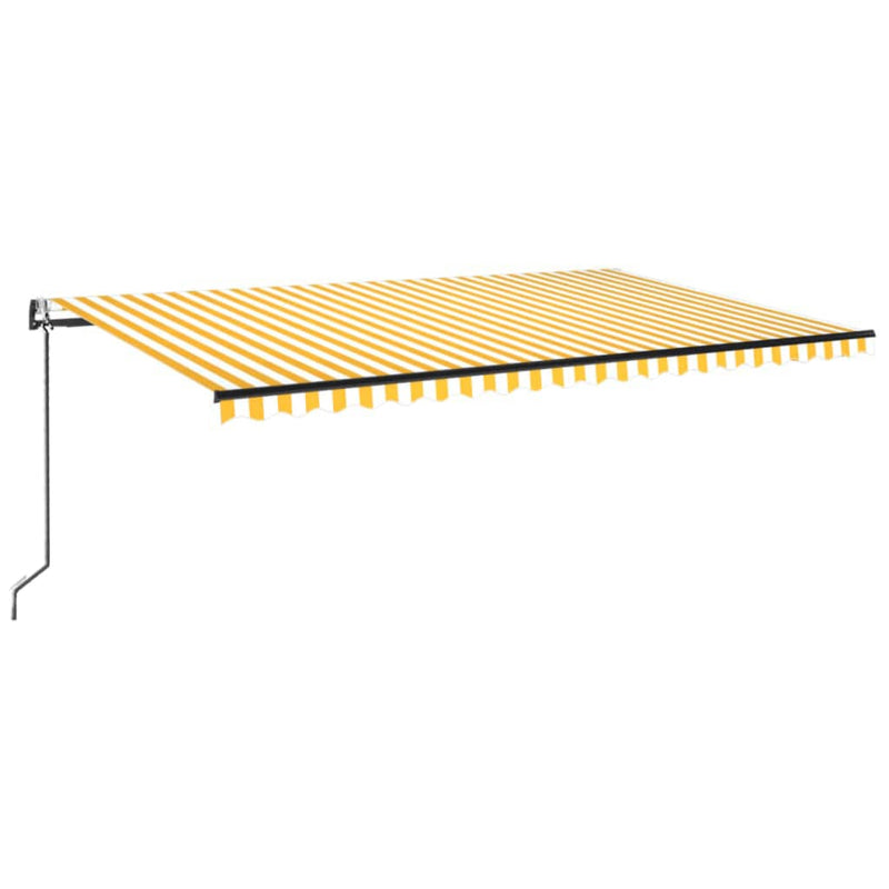 Afbeelding laden in galerijviewer, VidaXL Luifel automatisch met LED en windsensor 500x300 cm geel en wit
