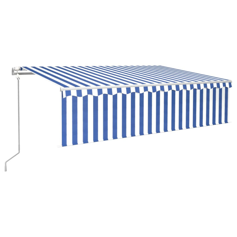 Afbeelding laden in galerijviewer, VidaXL Luifel automatisch rolgordijn LED windsensor 6x3 cm blauw wit
