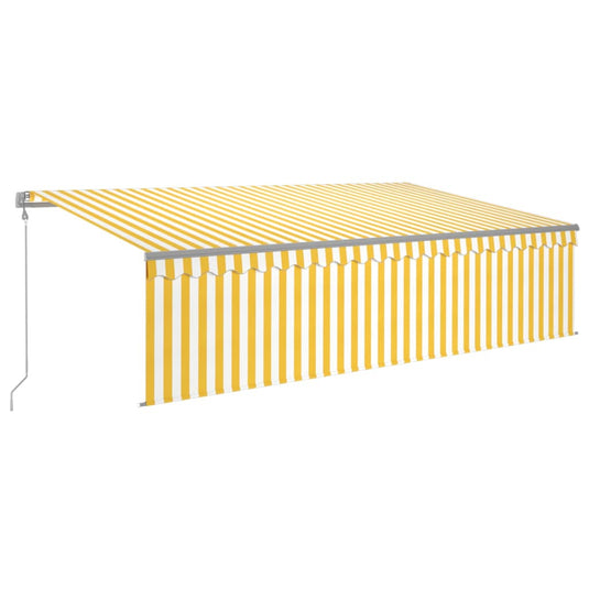 VidaXL Luifel automatisch rolgordijn LED windsensor 5x3 m geel en wit