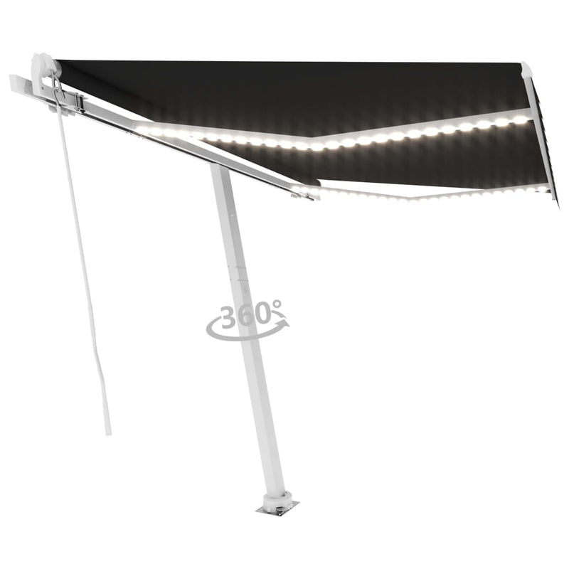 Afbeelding laden in galerijviewer, VidaXL Luifel handmatig uittrekbaar met LED 300x250 cm antracietkleur
