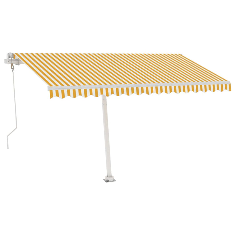Afbeelding laden in galerijviewer, VidaXL Luifel automatisch met LED en windsensor 400x300 cm geel en wit
