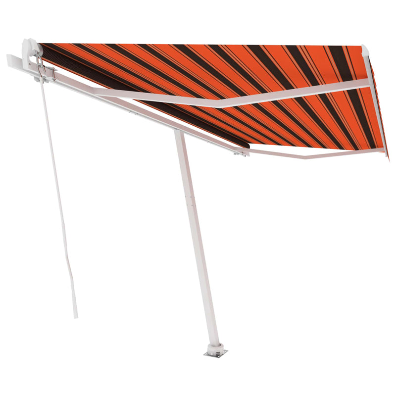 Afbeelding laden in galerijviewer, VidaXL Luifel vrijstaand handmatig uittrekbaar 450x300 cm oranje bruin
