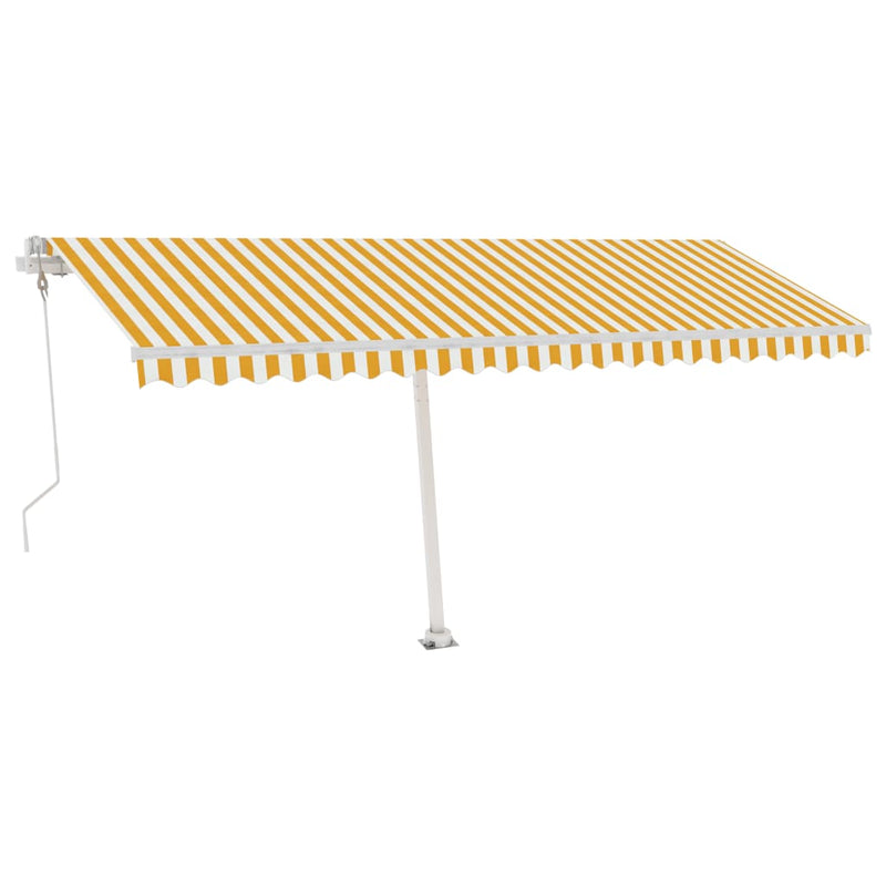 Afbeelding laden in galerijviewer, VidaXL Luifel automatisch met LED en windsensor 500x300 cm geel en wit
