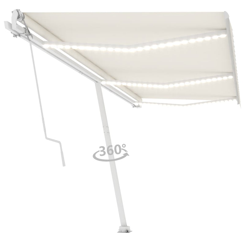 Afbeelding laden in galerijviewer, VidaXL Luifel automatisch met LED en windsensor 600x300 cm crèmekleur
