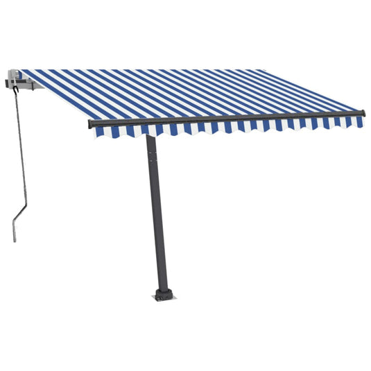 VidaXL Luifel automatisch met LED en windsensor 300x250 cm blauw wit