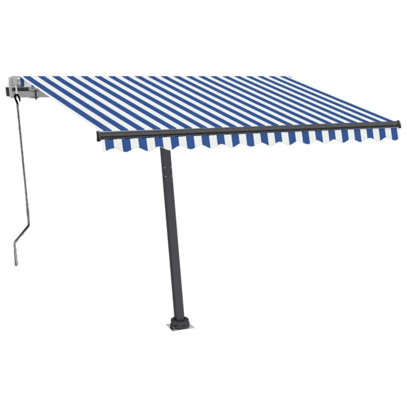 Afbeelding laden in galerijviewer, VidaXL Luifel automatisch met LED en windsensor 300x250 cm blauw wit
