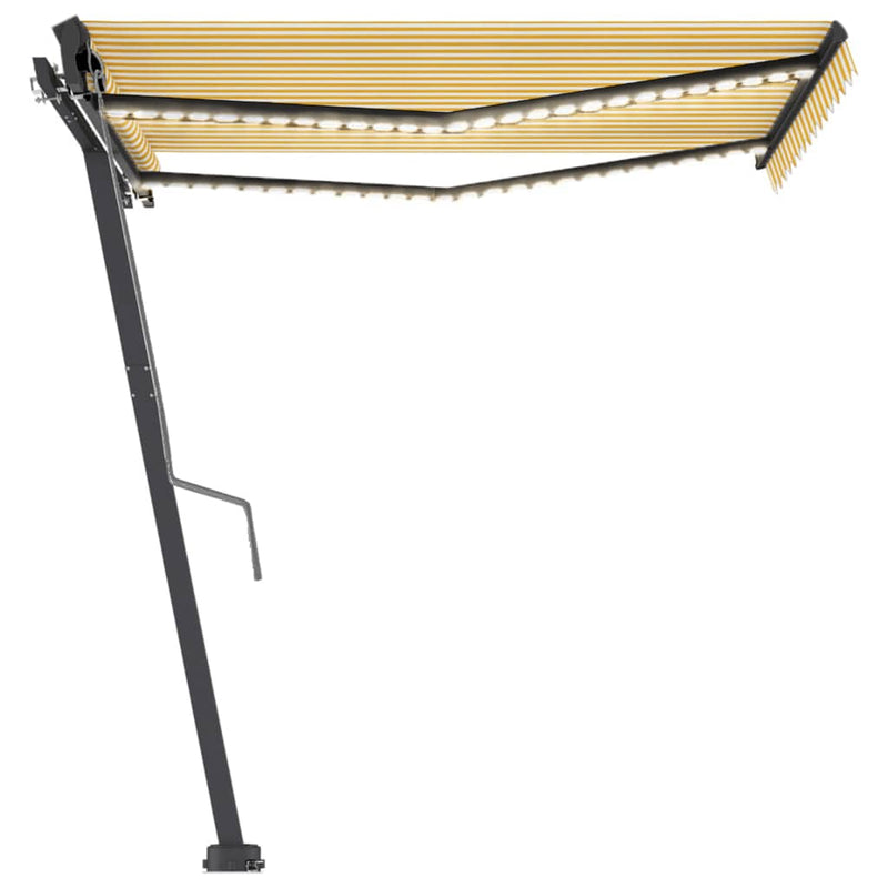 Afbeelding laden in galerijviewer, VidaXL Luifel automatisch met LED en windsensor 350x250 cm geel en wit
