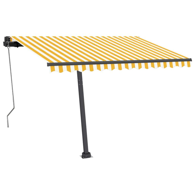 Afbeelding laden in galerijviewer, VidaXL Luifel automatisch met LED en windsensor 350x250 cm geel en wit
