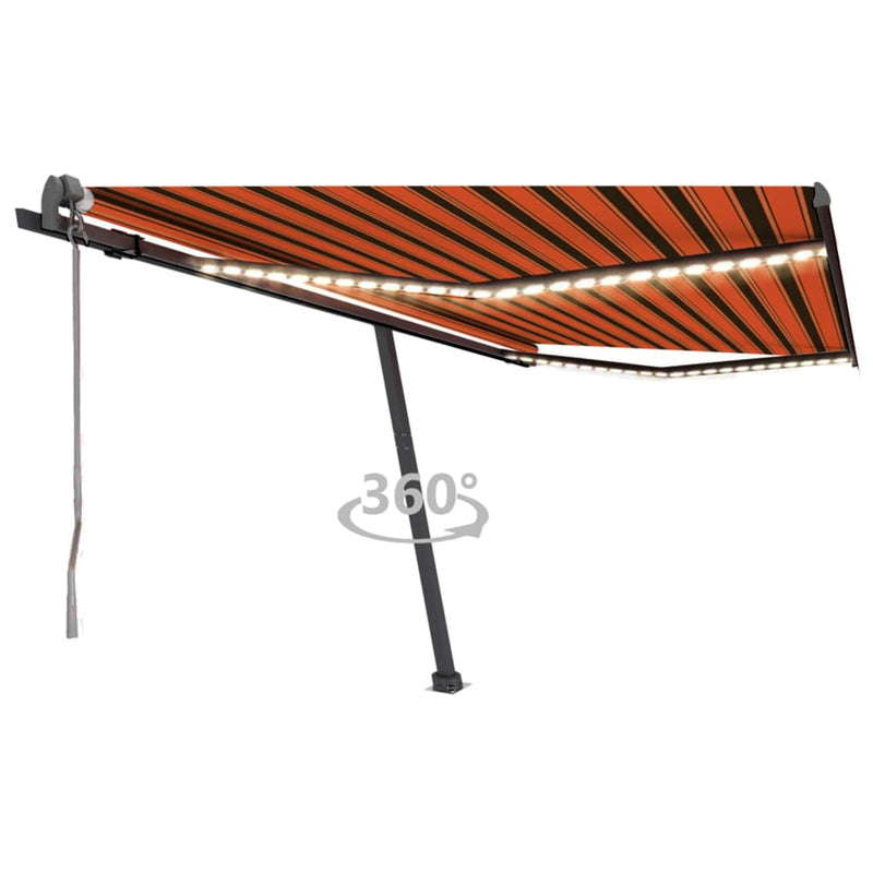 Afbeelding laden in galerijviewer, VidaXL Luifel automatisch met LED windsensor 400x300 cm oranje bruin
