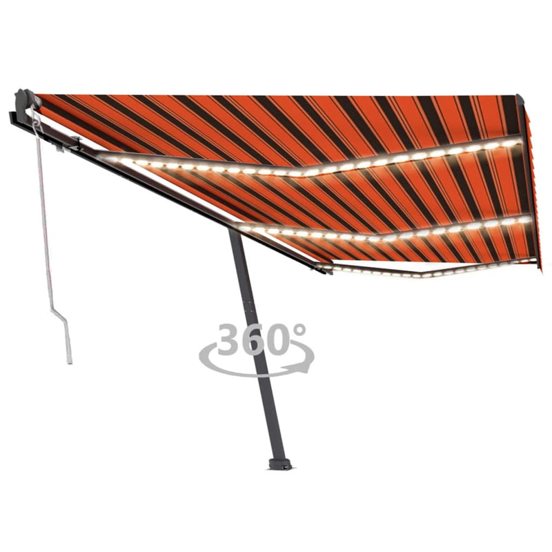 Afbeelding laden in galerijviewer, VidaXL Luifel automatisch met LED windsensor 600x300 cm oranje bruin
