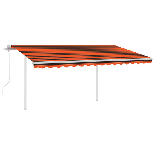 VidaXL Luifel automatisch uittrekbaar met palen 4,5x3 m oranje bruin